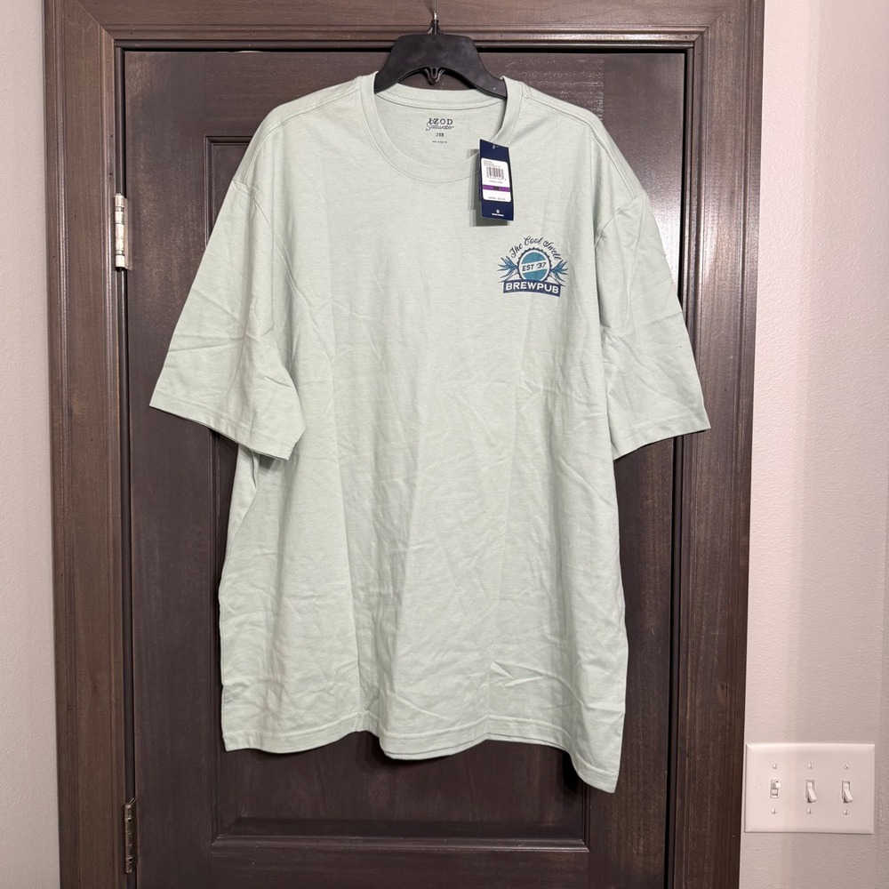 IZOD Saltwater NWT Mens 2XB Harbor Gray Brewpub Marlin Graphic T-Shirt New